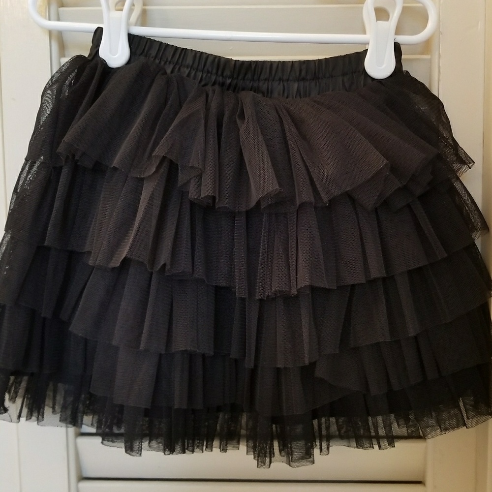 EUC Zara Girl's Black Tiered Ruffle Skirt sz 5-6